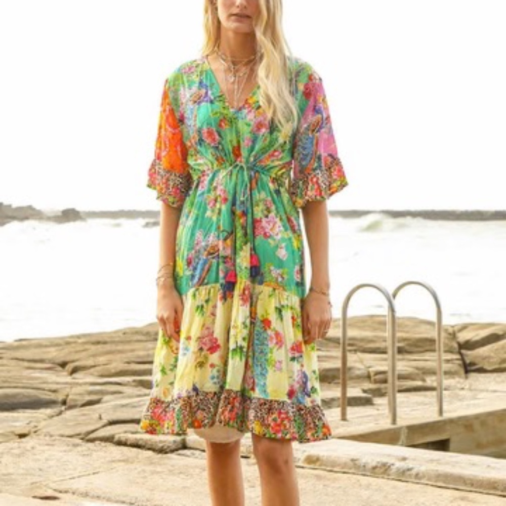 Ruby Yaya Australian Brand Eclectica Multi Color Boho Dress S